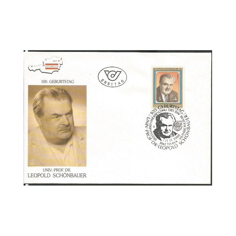 Austria 1988, Leopold Schönbauer, medycyna, polityka. FDC