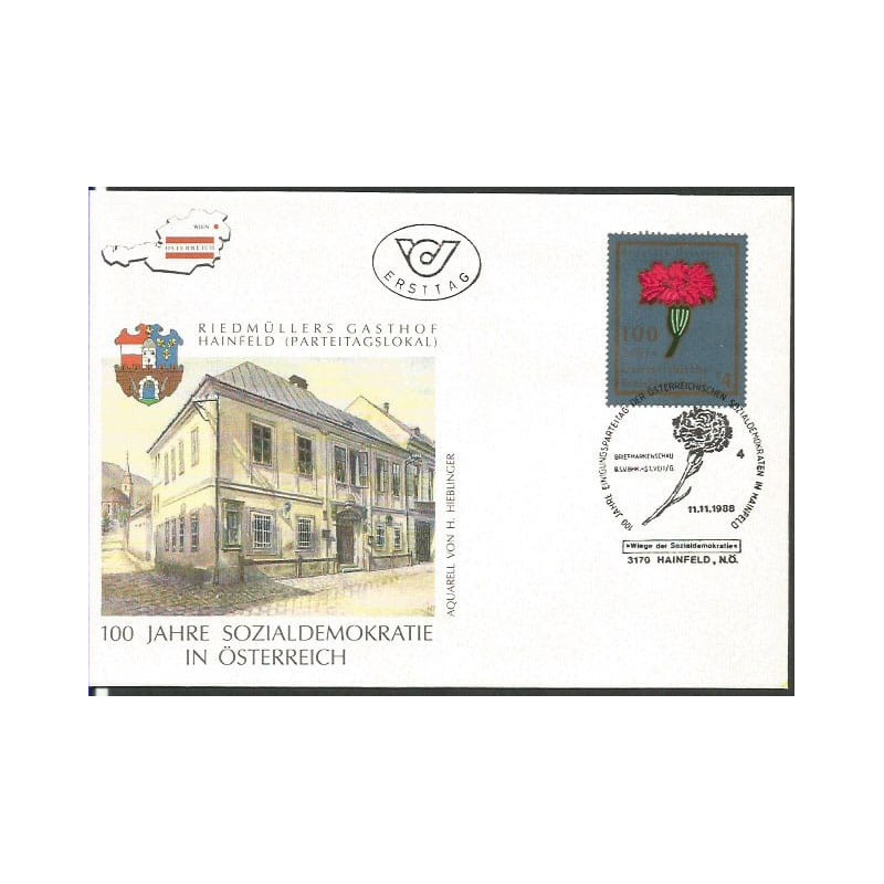 Austria 1988, Polityka, socjaldemokracja, kwiat. FDC
