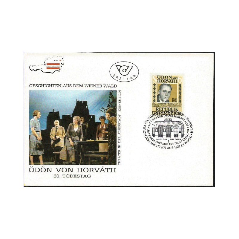 Austria 1988, Teatr, 50. rocznica śmierci Ödöna von Horvatha. FDC