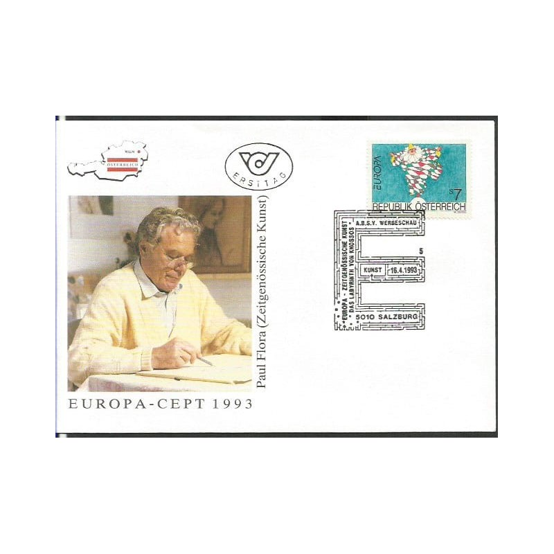 Austria 1993, EUROPA CEPT, sztuka współczesna. FDC