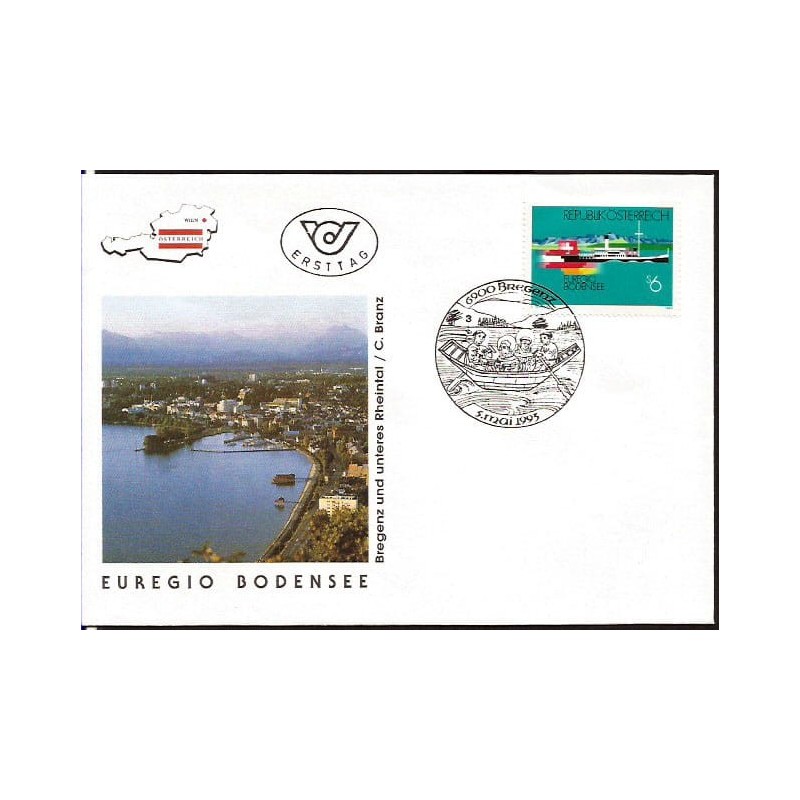 Austria 1993, Euroregion Bodensee, statek, łódka. FDC