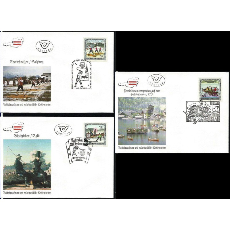 Austria 1993, Folklor, rzemiosło, etnografia. 3 FDC