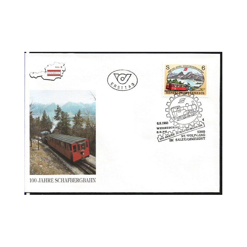 Austria 1993, Kolej, 100. rocznica kolei górskiej Schafberg. FDC