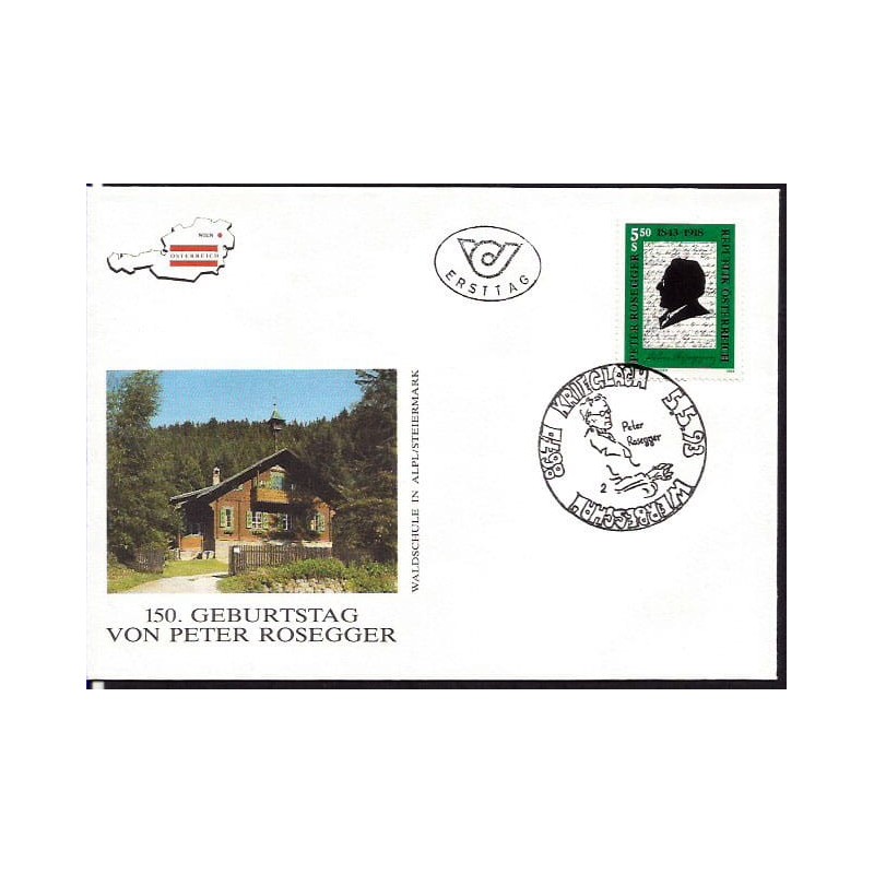 Austria 1993, Literatura, Peter Rosegger. FDC