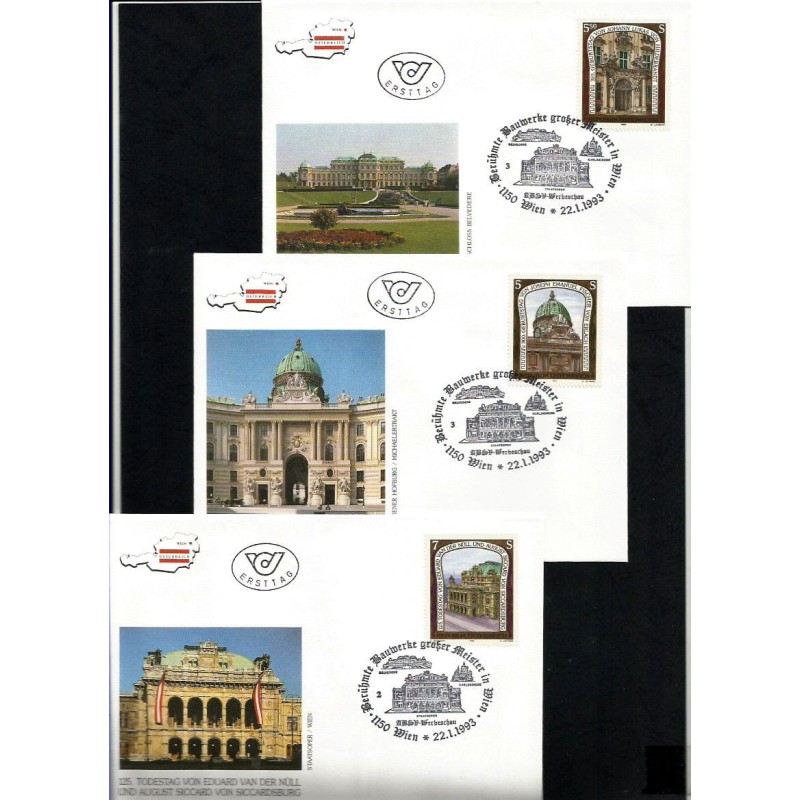 Austria 1993, Sztuka, architektura. 3 FDC