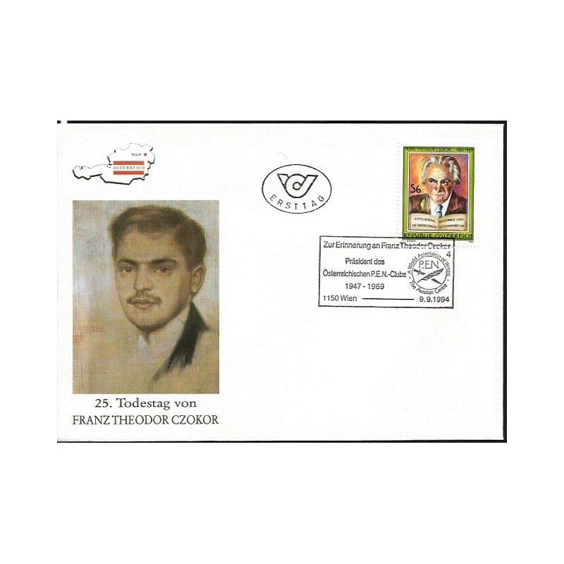 Austria 1994, Literatura, PEN Club, F. Czokor. FDC