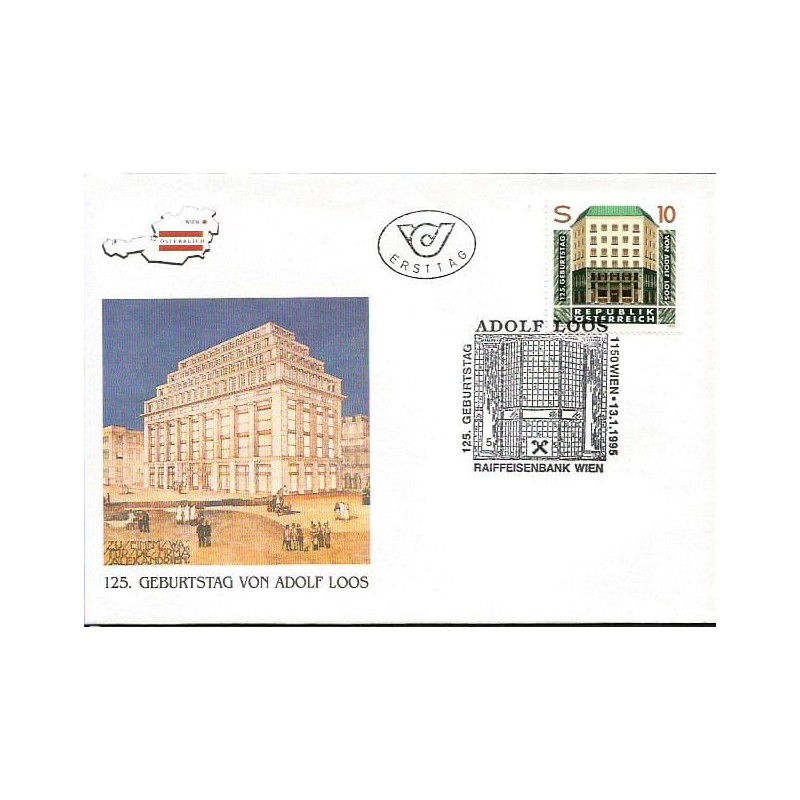 Austria 1995, Architektura, Adolf Loos. FDC