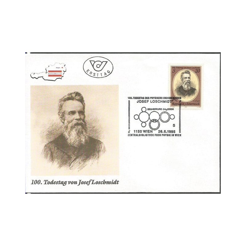 Austria 1995, Josef Loschmidt, fizyka, chemia. FDC
