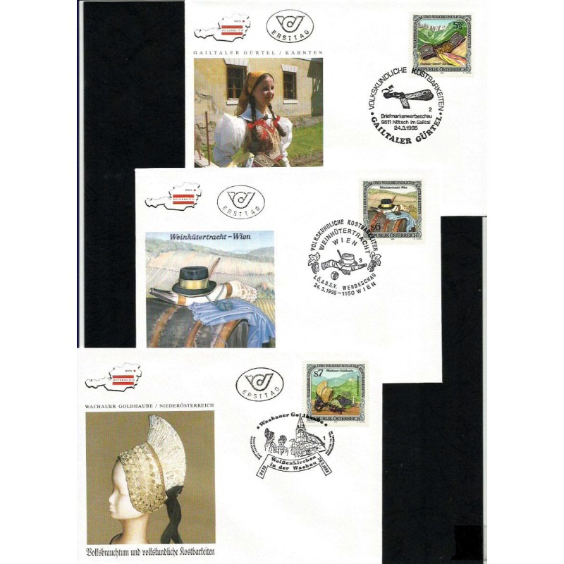 Austria 1995, Muzyka, instrumenty, folklor. 3 FDC