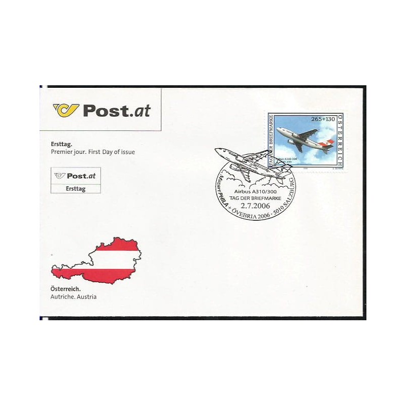 Austria 2006, Dzień znaczka, samolot. FDC