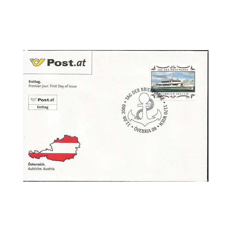 Austria 2009, Dzień znaczka, statek pasażerski. FDC