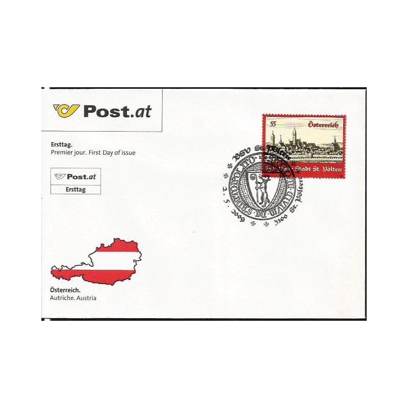 Austria 2009, St Polten, rycina, herb. FDC