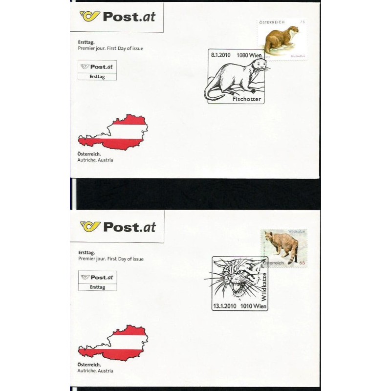 Austria 2010, Ssaki ryś, wydra. FDC