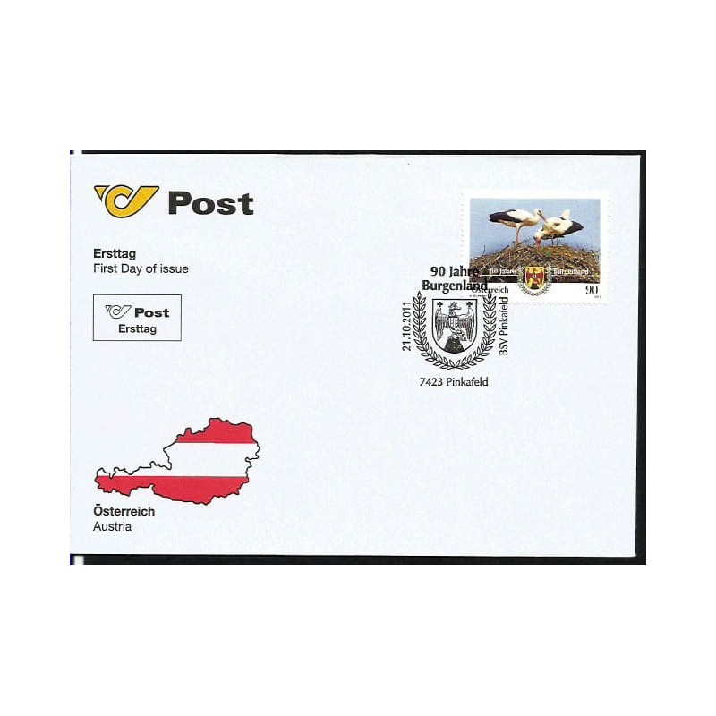 Austria 2011, Bociany, gniazdo. FDC