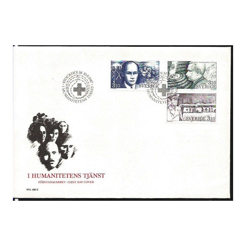 Szwecja 1987, Wallenberg, Hammarskjold, Bernadotte. FDC