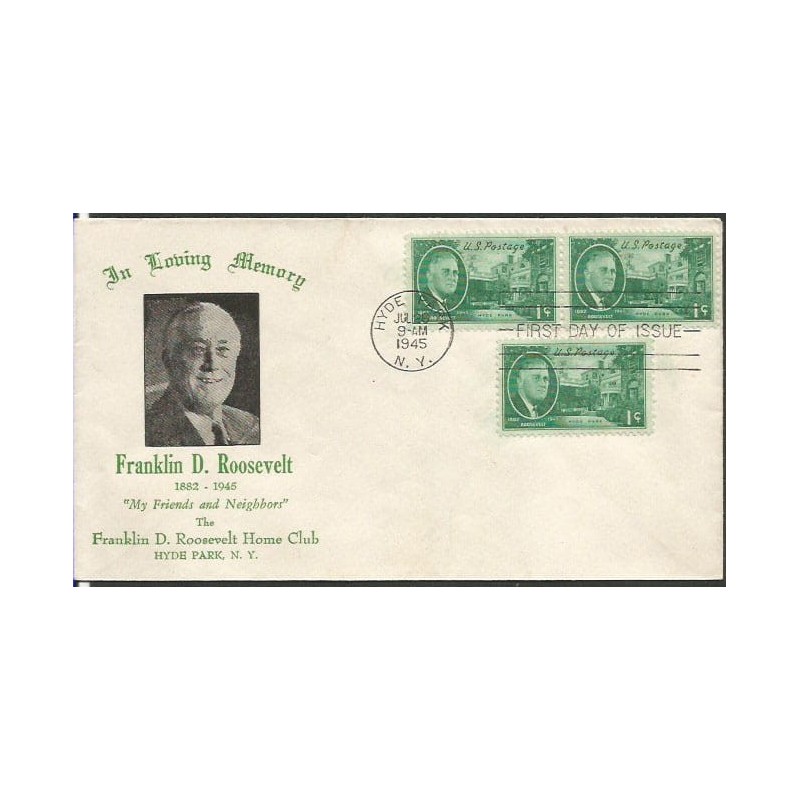USA 1945, Prezydent Roosevelt. FDC