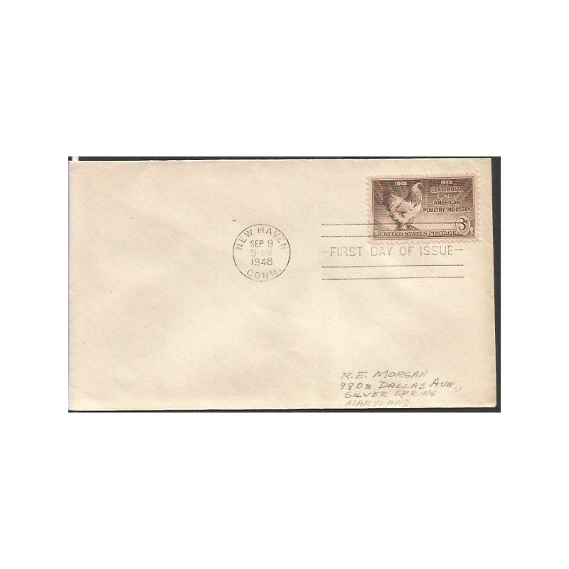 USA 1948, Drób, kura, hodowla. FDC