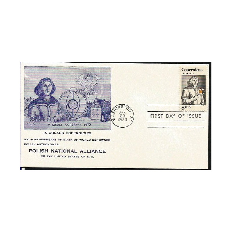 USA 1973, Mikołaj Kopernik, astronomia. FDC