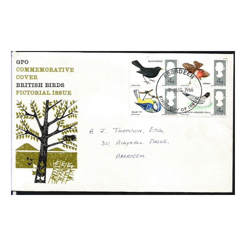 Wielka Brytania 1966, Ptaki. FDC