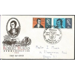 Wielka Brytania 1966, R. Burns, poezja, Szkocja. FDC