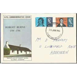 Wielka Brytania 1966, R. Burns, poezja, Szkocja. FDC