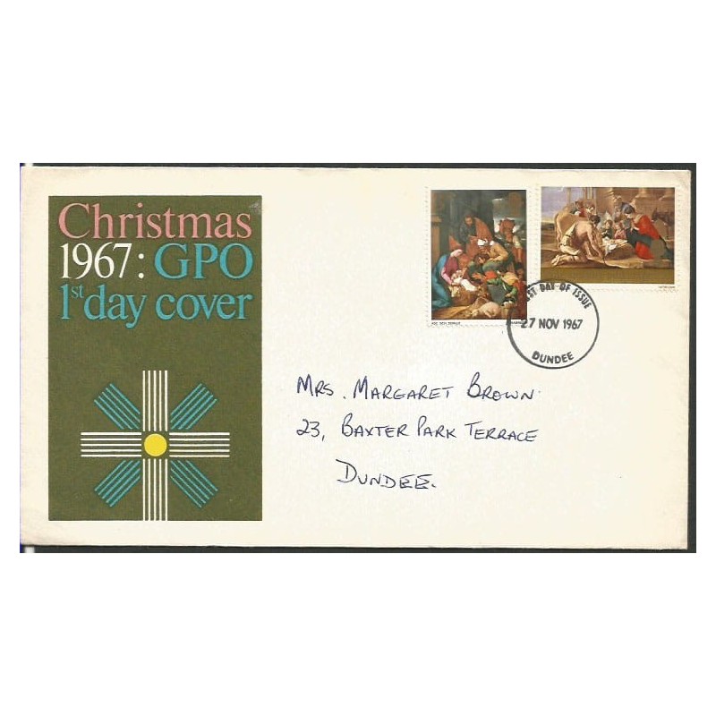 Wielka Brytania 1967, Boże Narodzenie. FDC