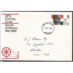 Wielka Brytania 1969, M. Gandhi, Indie. FDC