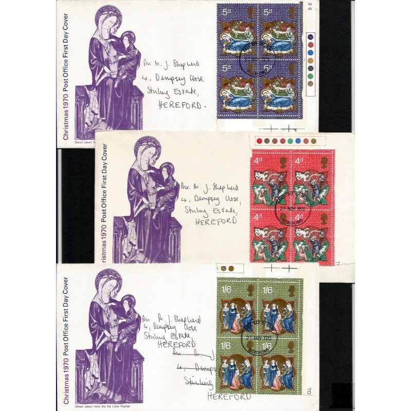 Wielka Brytania 1970, Boże Narodzenie. 3 FDC