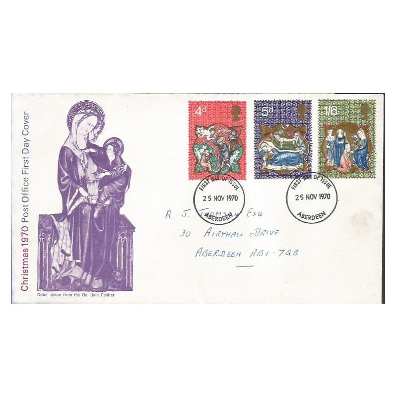 Wielka Brytania 1970, Boże Narodzenie. FDC