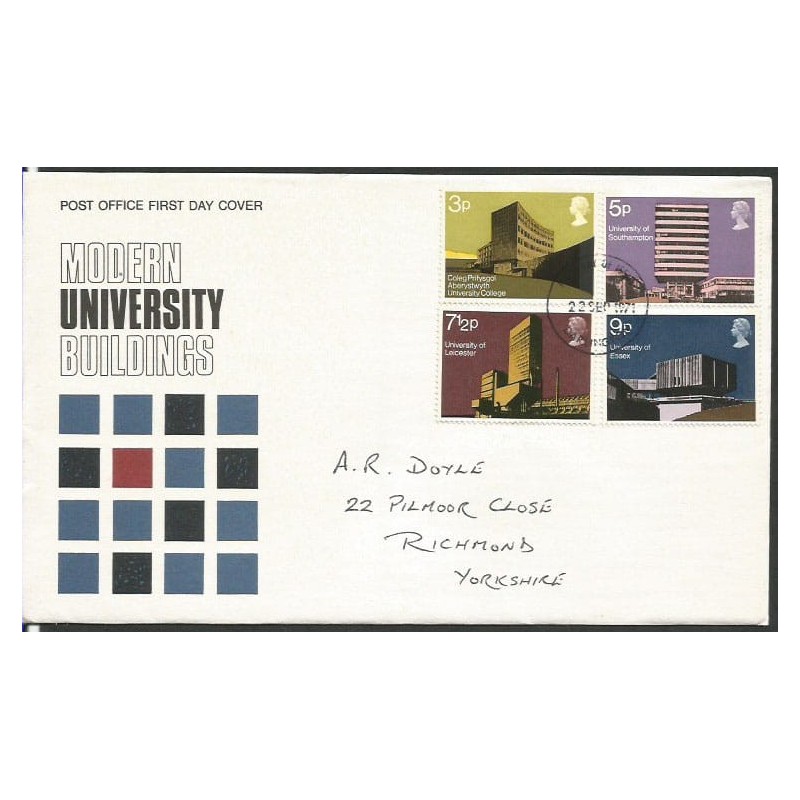 Wielka Brytania 1971, Uniwersytet, architektura uniwersytetów. FDC