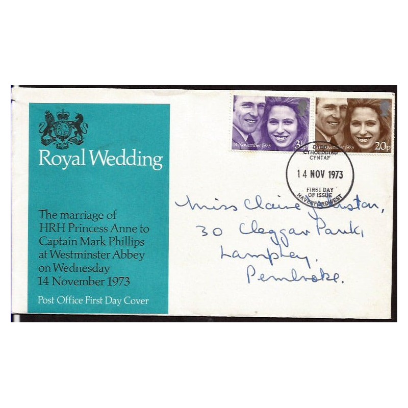 Wielka Brytania 1973, Księżna Anna, ślub. FDC