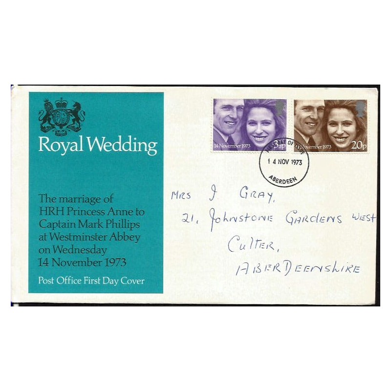 Wielka Brytania 1973, Księżna Anna, ślub. FDC