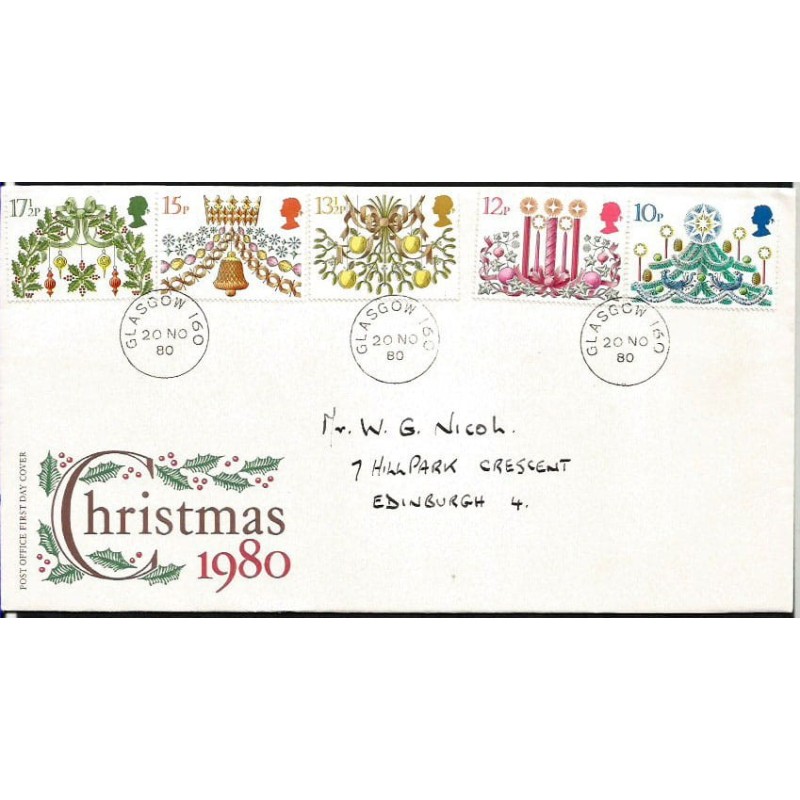 Wielka Brytania 1980, Boże Narodzenie. FDC