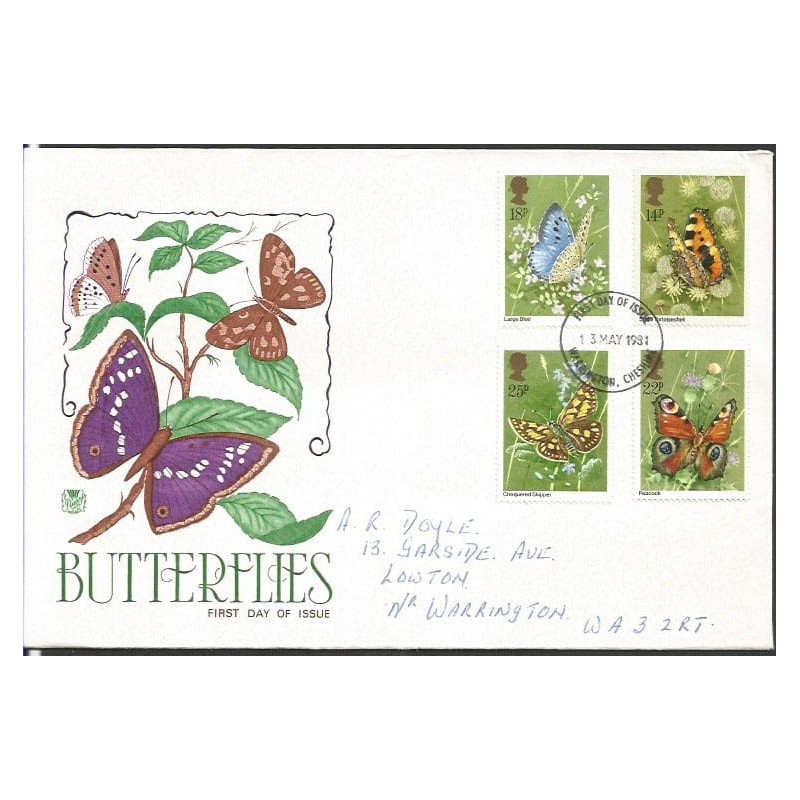 Wielka Brytania 1981, Motyle. FDC