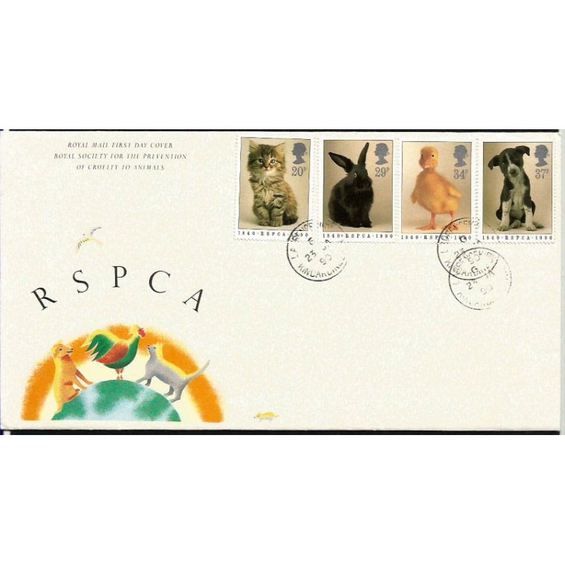 Wielka Brytania 1990, Fauna, zwierzęta. FDC