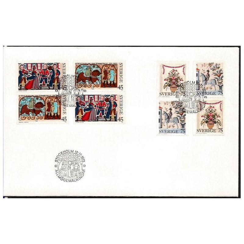 Szwecja 1973, Folklor, malarstwo ludowe. FDC