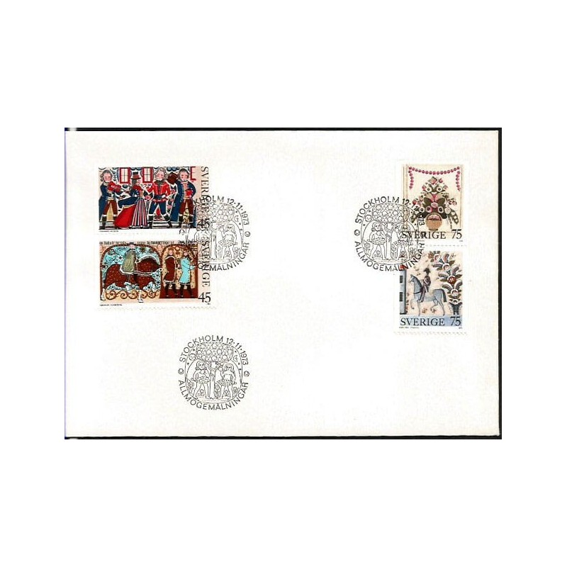 Szwecja 1973, Folklor, malarstwo ludowe. FDC