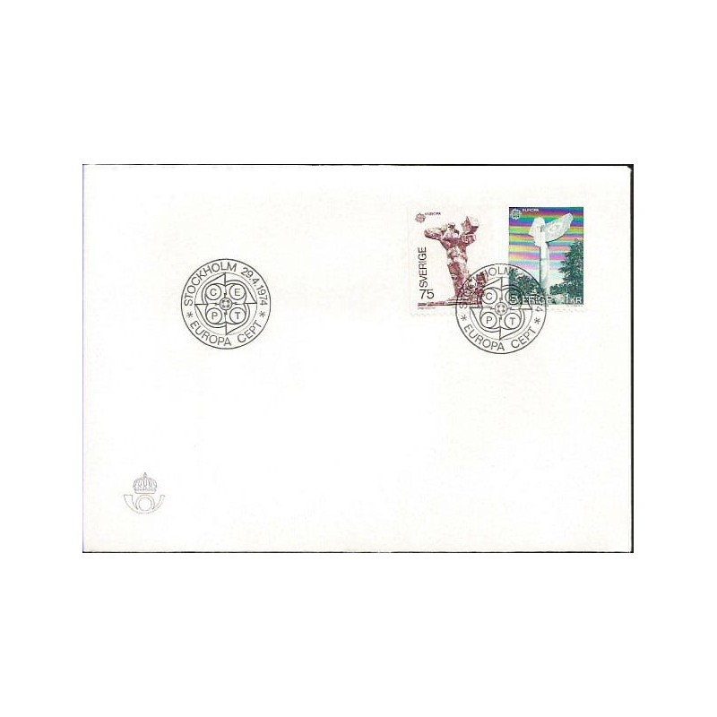 Szwecja 1974, EUROPA CEPT, rzeźba. CZ. SŁANIA. FDC