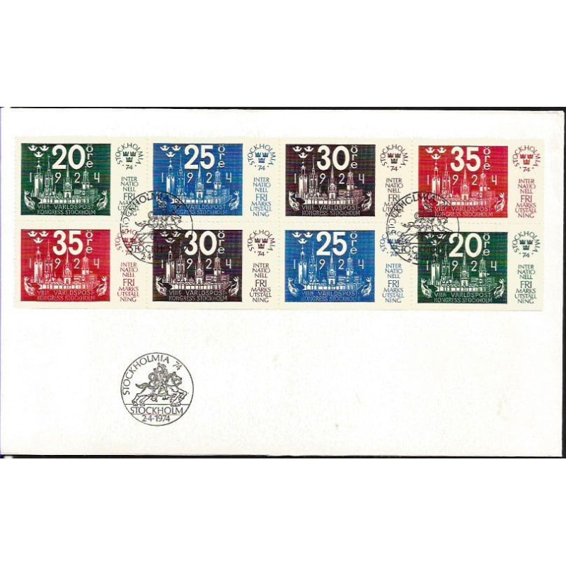 Szwecja 1974, ŚWF Stockholmia. FDC z blokiem