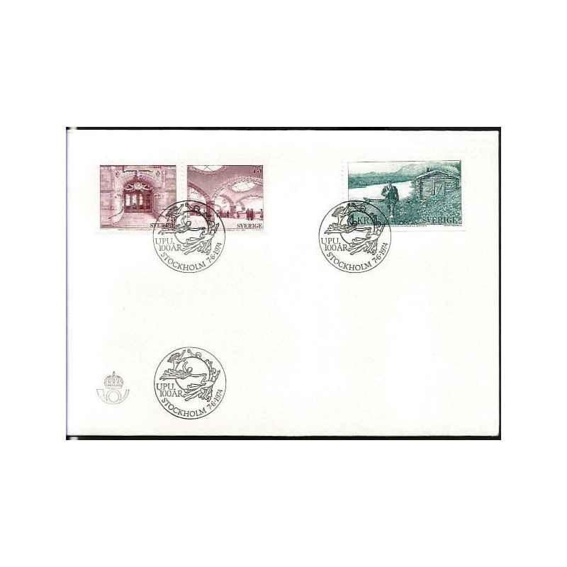 Szwecja 1974, UPU, Światowy Związek Pocztowy. CZ. SŁANIA. FDC