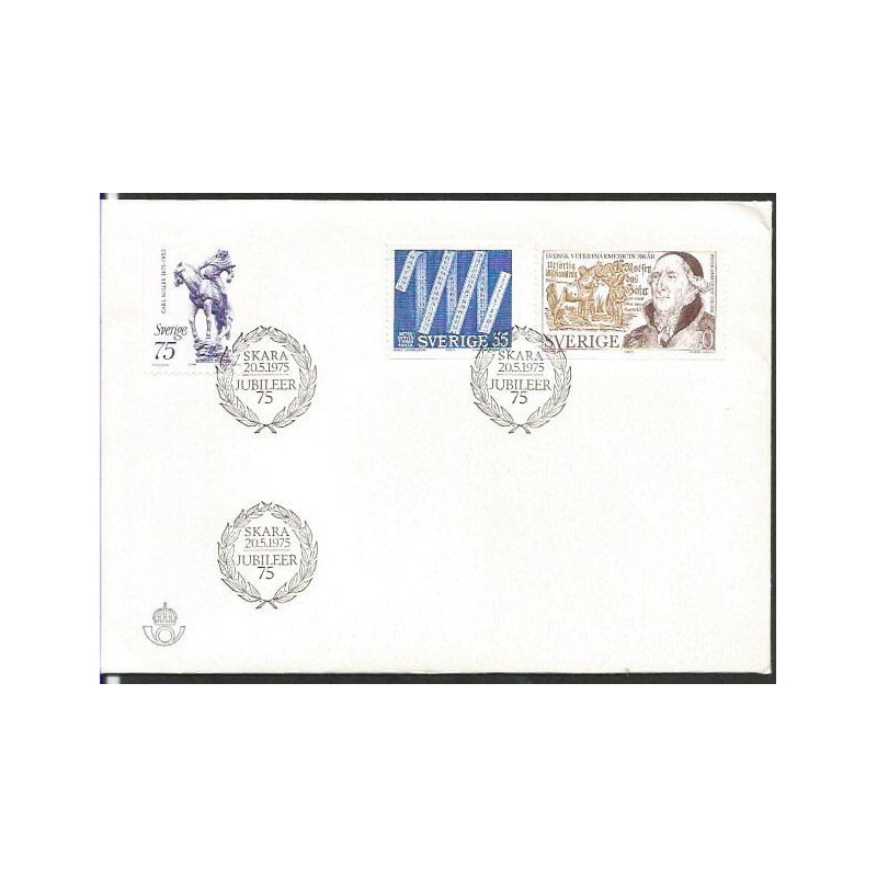 Szwecja 1975, Matematyka, weterynaria, sztuka. FDC
