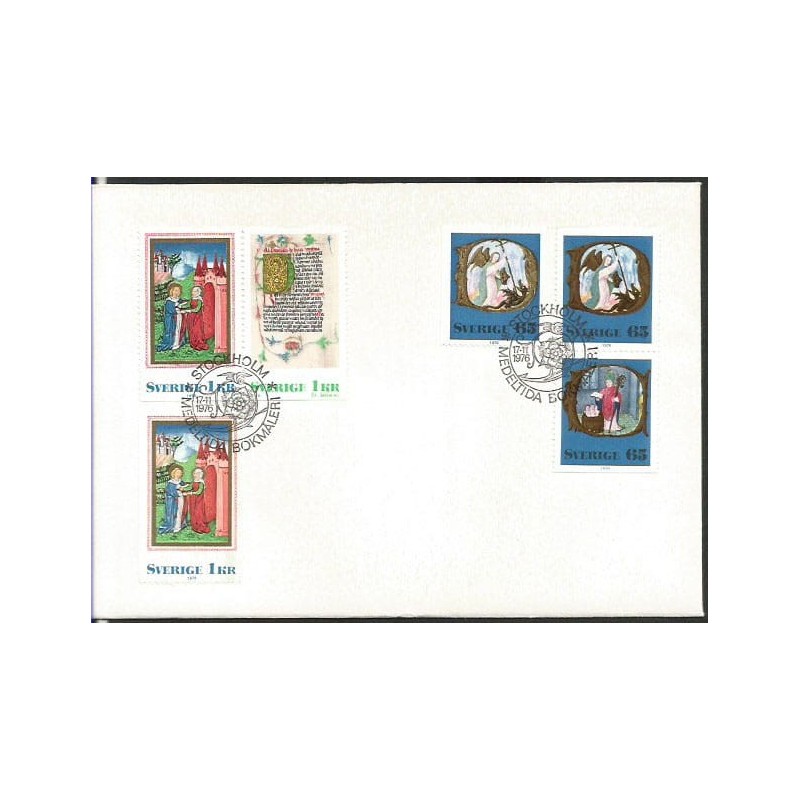 Szwecja 1976, Książka, manuskrypt, iluminacje. FDC