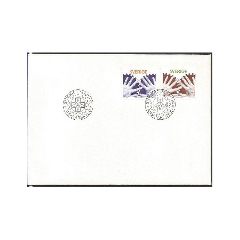 Szwecja 1976, Praca, BHP, bezpieczeństwo. CZ. SŁANIA. FDC