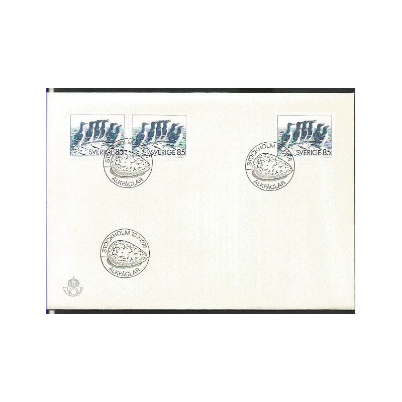 Szwecja 1976, Ptaki alki. FDC