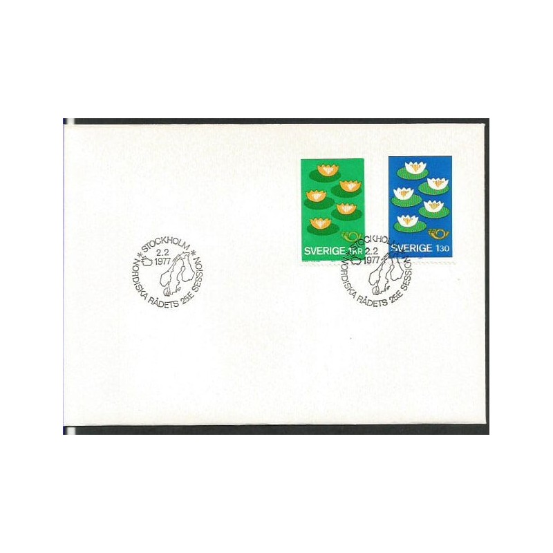 Szwecja 1977, Lilie, kraje nordyckie. FDC
