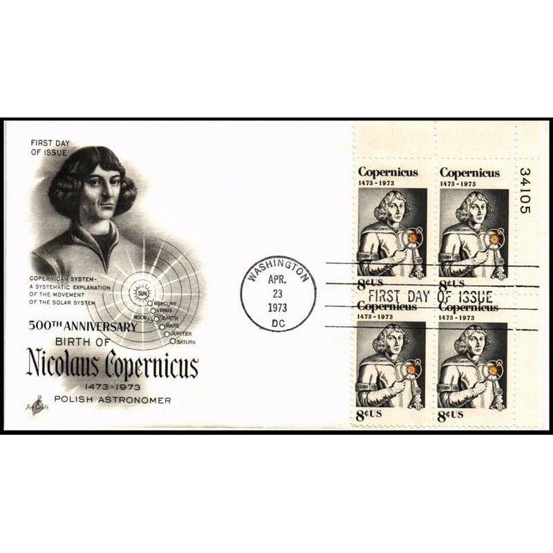 USA 1973, Mikołaj Kopernik, astronomia. FDC