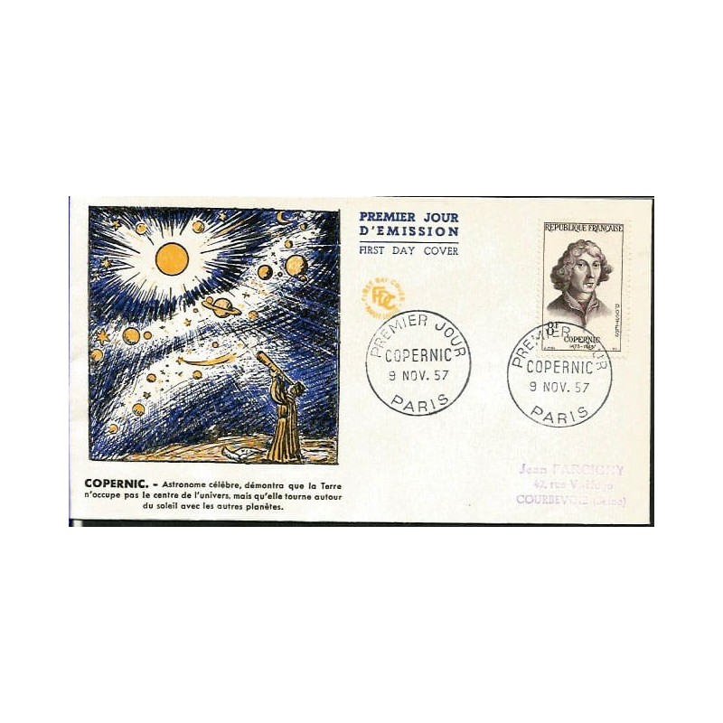 Francja 1957, Astronomia Mikołaj Kopernik. FDC