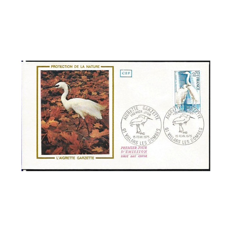 Francja 1975, Ptak: czapla nadobna. FDC