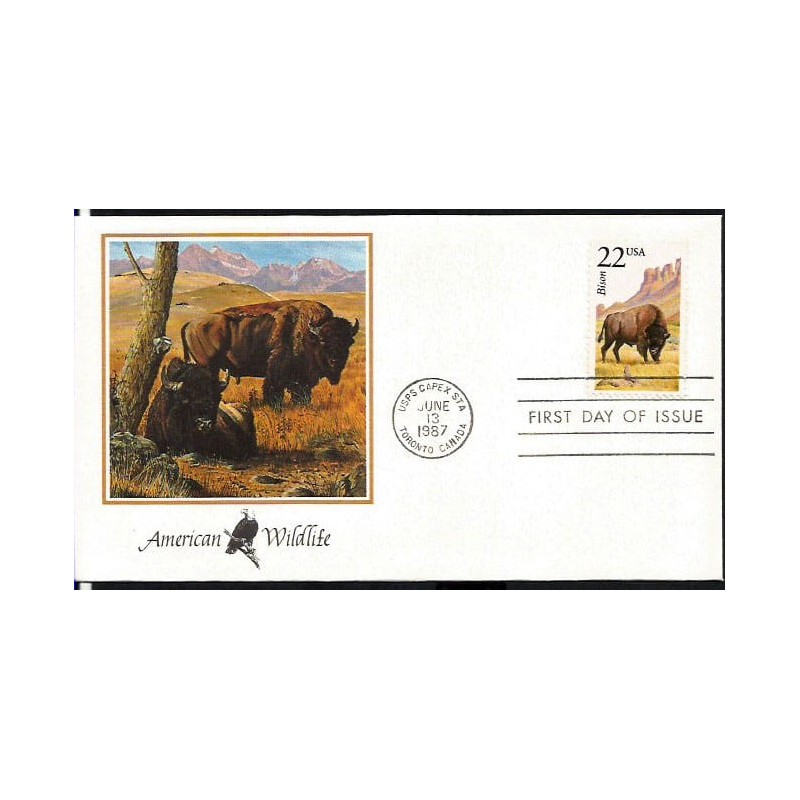 USA 1987, Fauna: żubr. FDC
