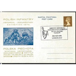 Wielka Brytania 1974, Powstanie listopadowe, czapka, wystawa. Londyn, ilustrowana kartka